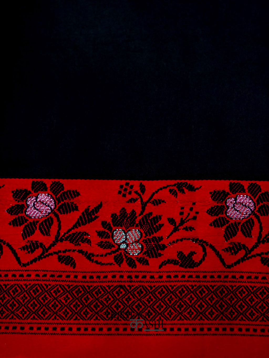 Dark Black Banarasi Soft Silk Ganga Jamuna Saree