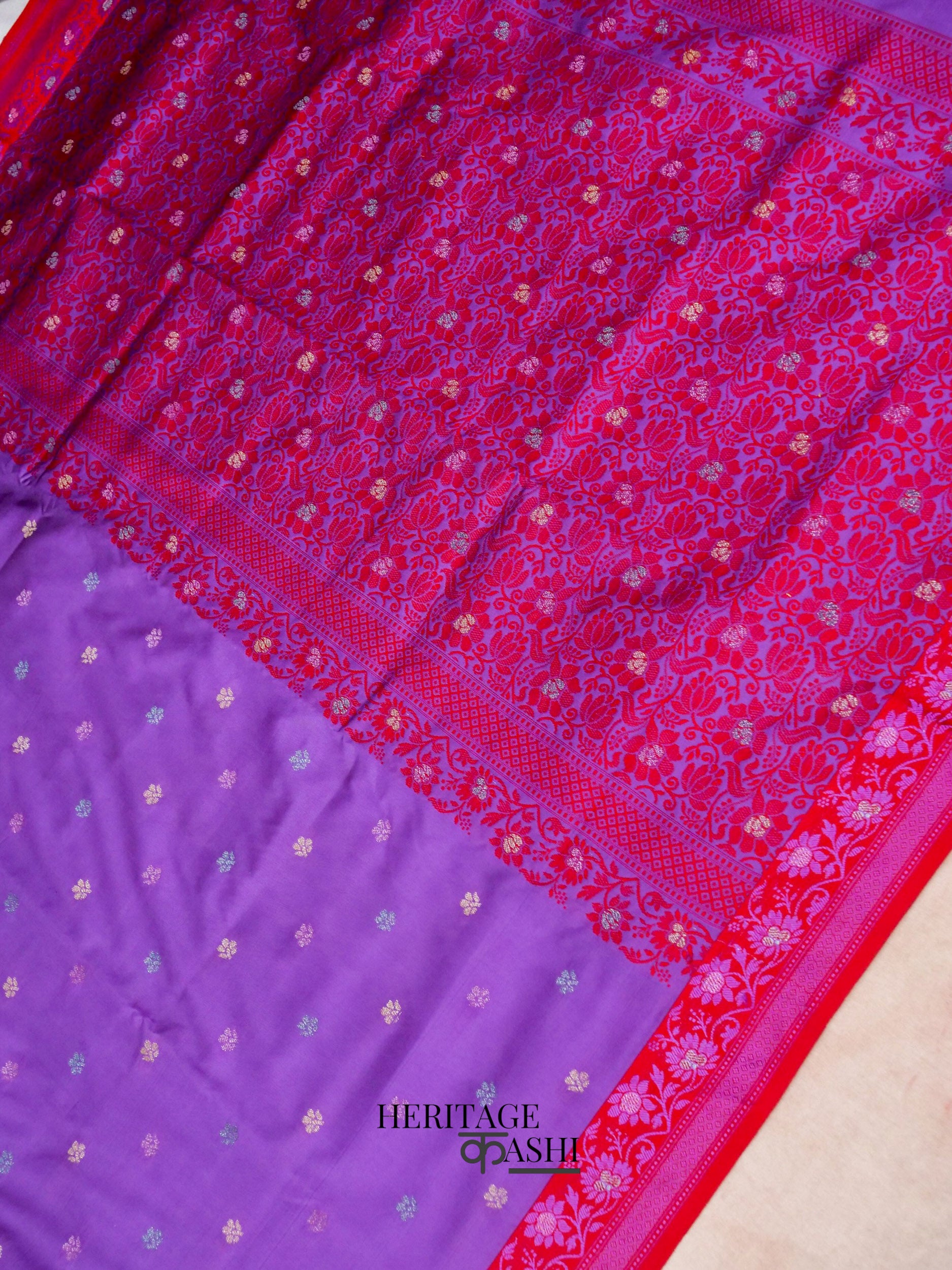 Royal Purple Banarasi Soft Silk Ganga Jamuna Saree