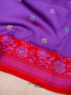 Royal Purple Banarasi Soft Silk Ganga Jamuna Saree