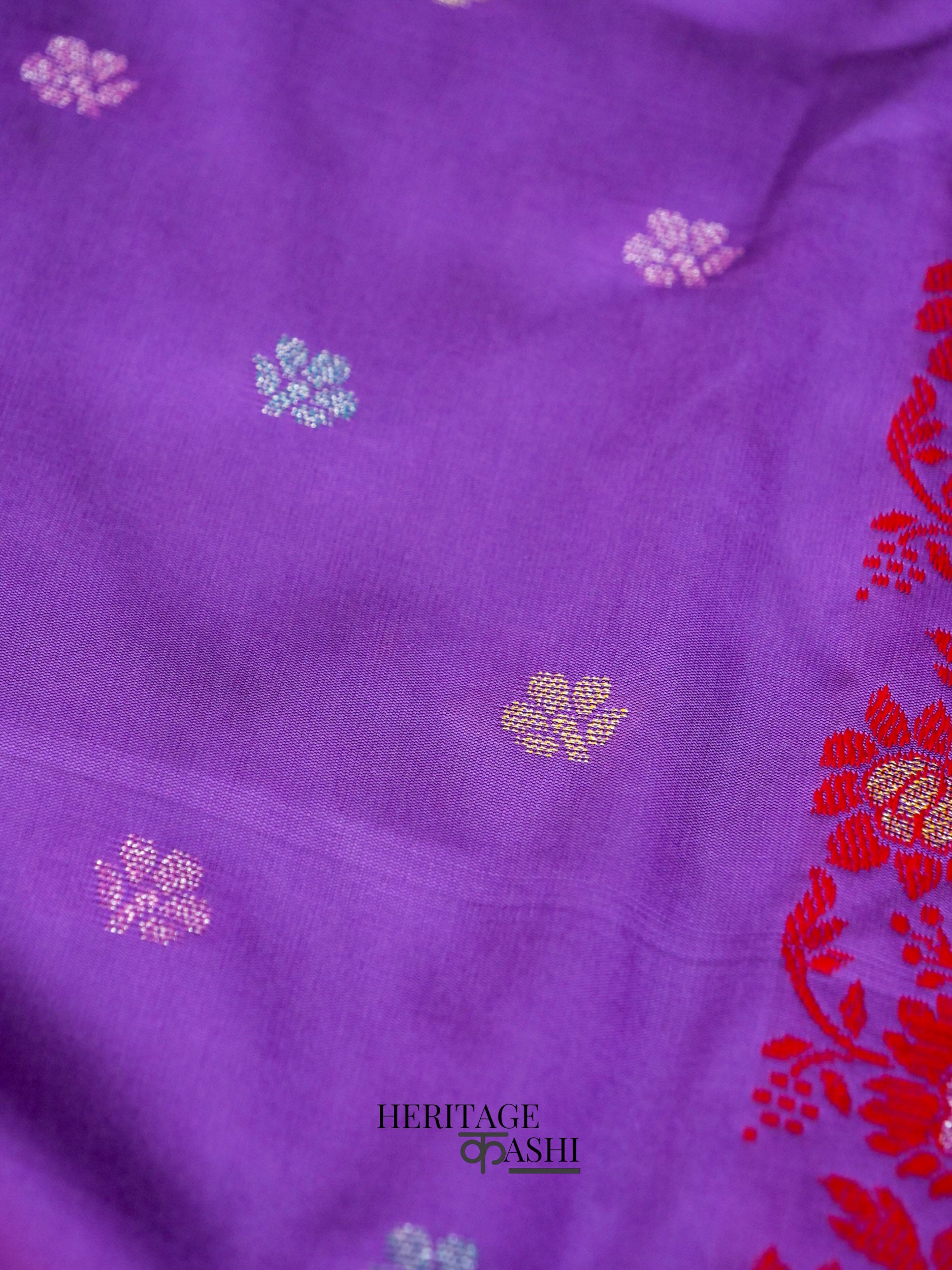 Royal Purple Banarasi Soft Silk Ganga Jamuna Saree