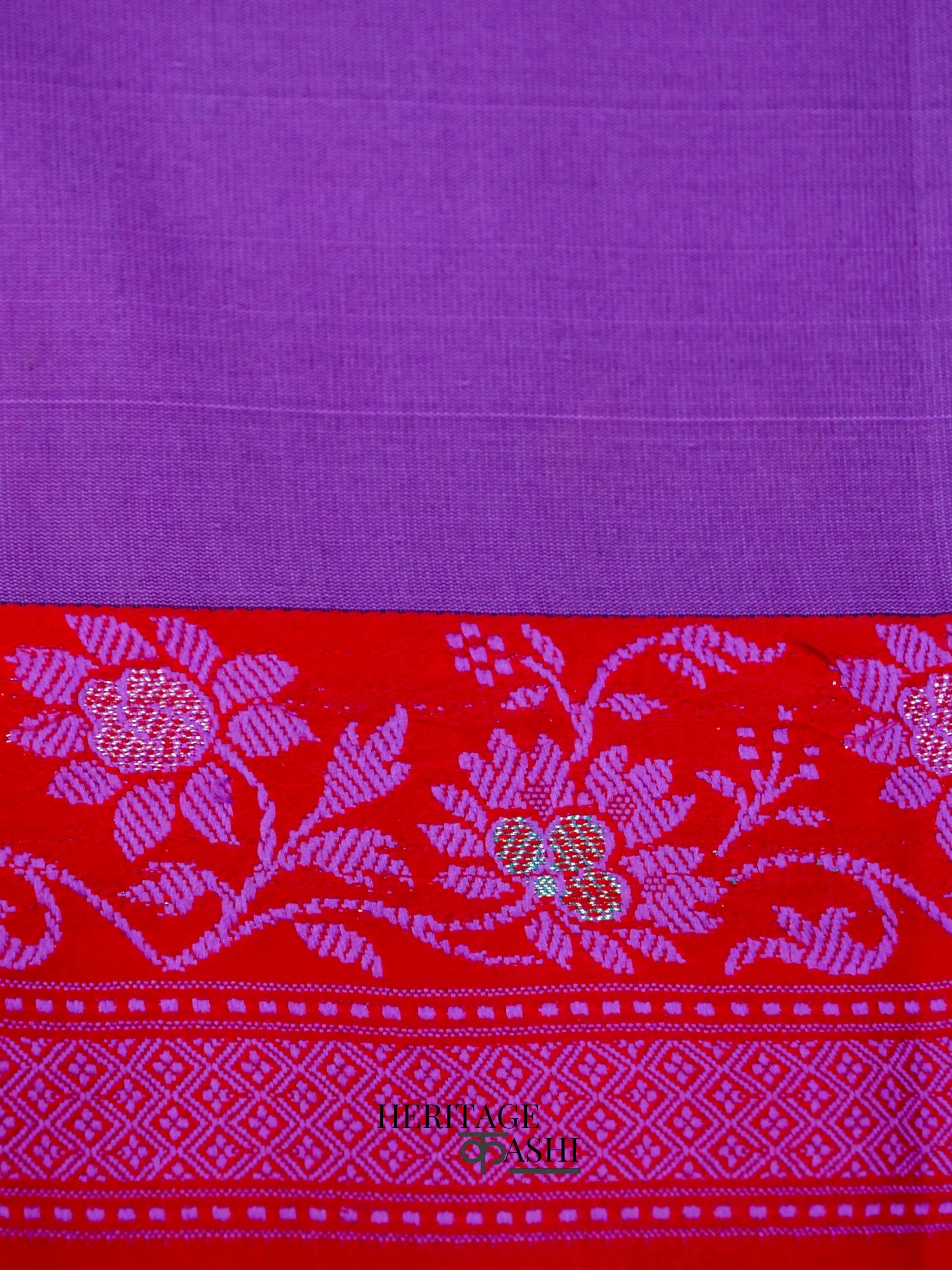 Royal Purple Banarasi Soft Silk Ganga Jamuna Saree