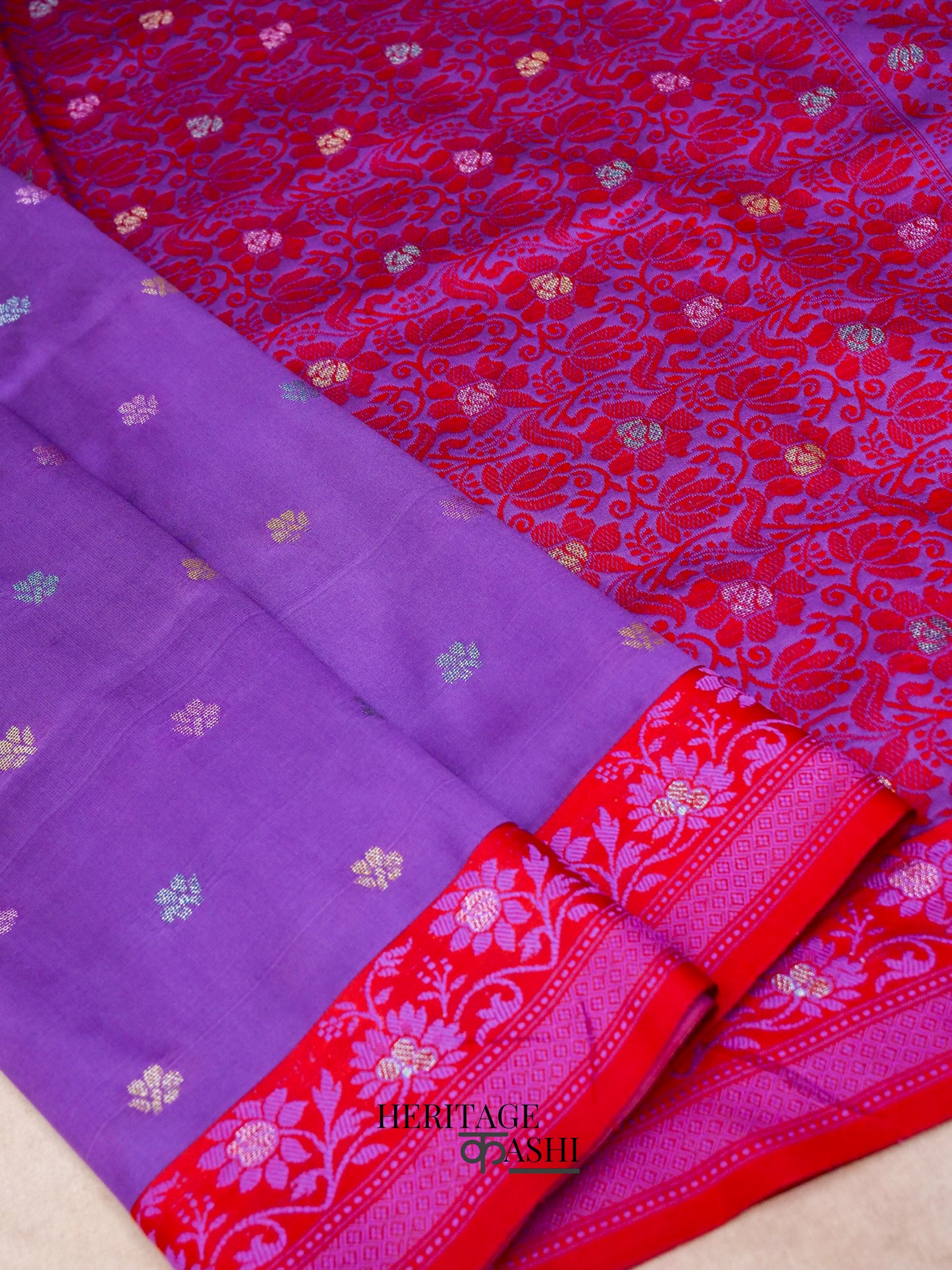 Royal Purple Banarasi Soft Silk Ganga Jamuna Saree