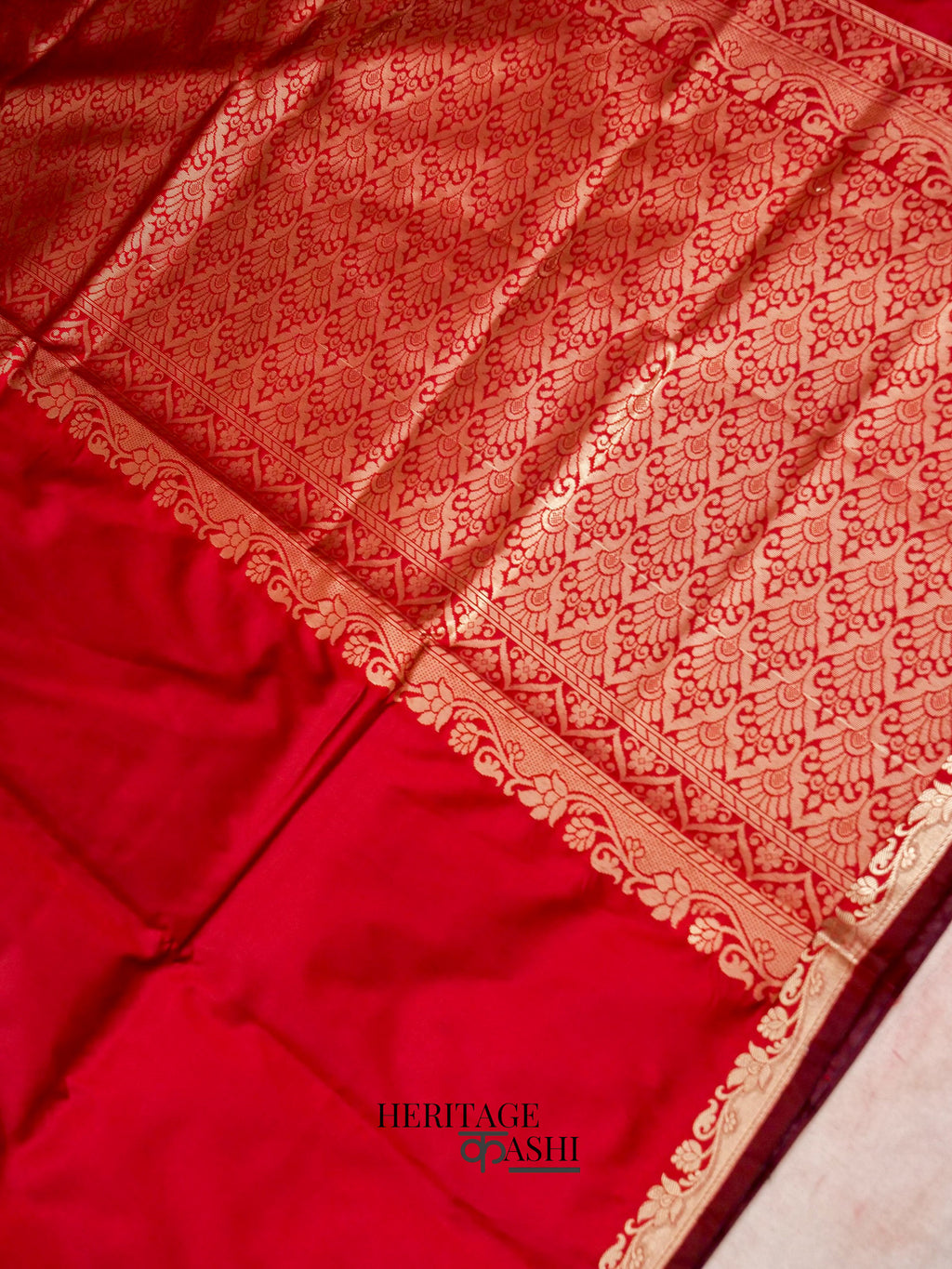 Red Banarasi Silk Plain Fancy Saree