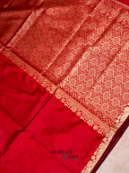 Red Banarasi Silk Plain Fancy Saree