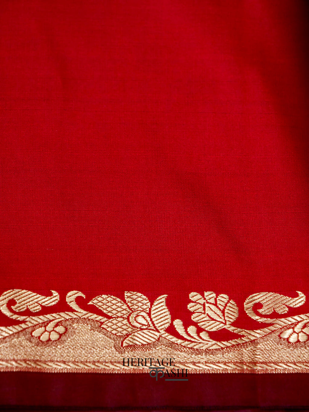 Red Banarasi Silk Plain Fancy Saree