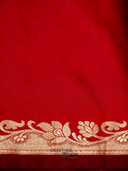 Red Banarasi Silk Plain Fancy Saree