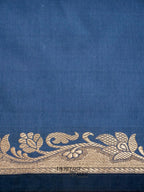 Steel Blue Banarasi Silk Plain Fancy Saree