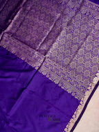 Navy Blue Banarasi Silk Plain Fancy Saree