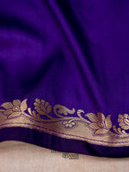 Navy Blue Banarasi Silk Plain Fancy Saree