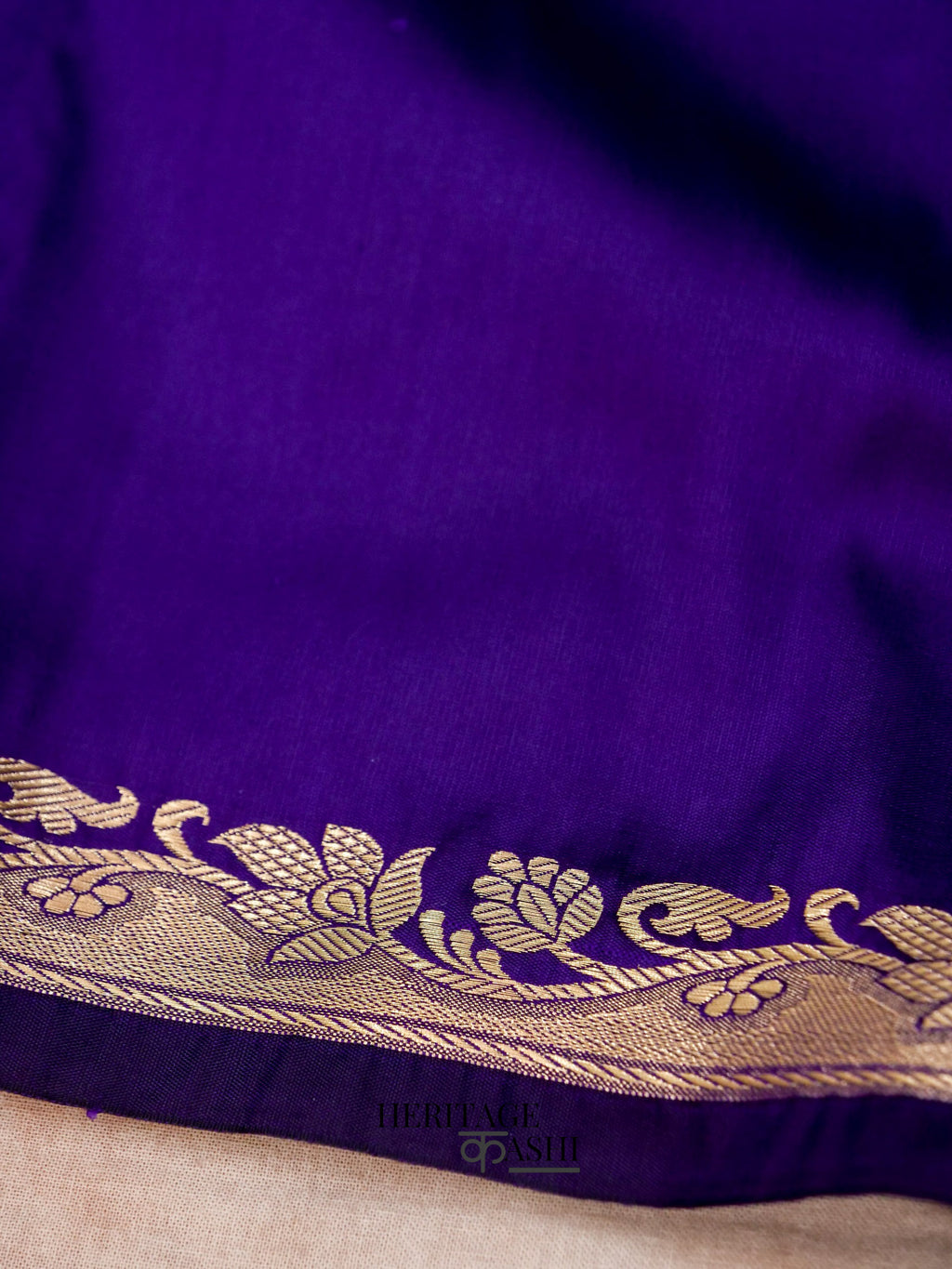 Navy Blue Banarasi Silk Plain Fancy Saree