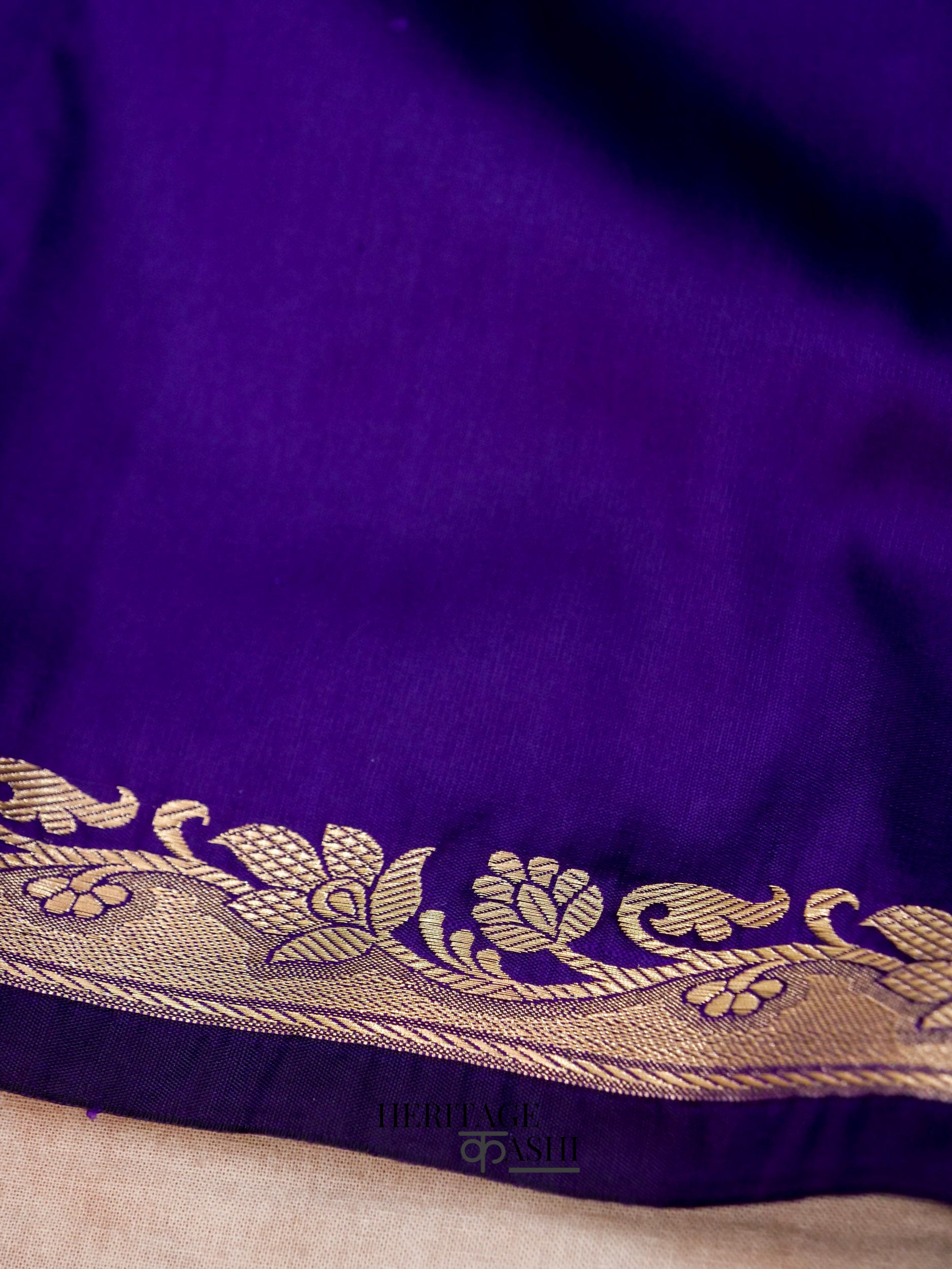 Navy Blue Banarasi Silk Plain Fancy Saree