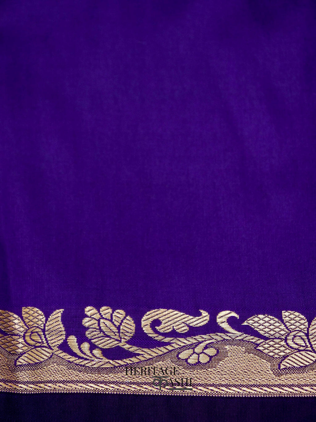 Navy Blue Banarasi Silk Plain Fancy Saree