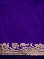 Navy Blue Banarasi Silk Plain Fancy Saree