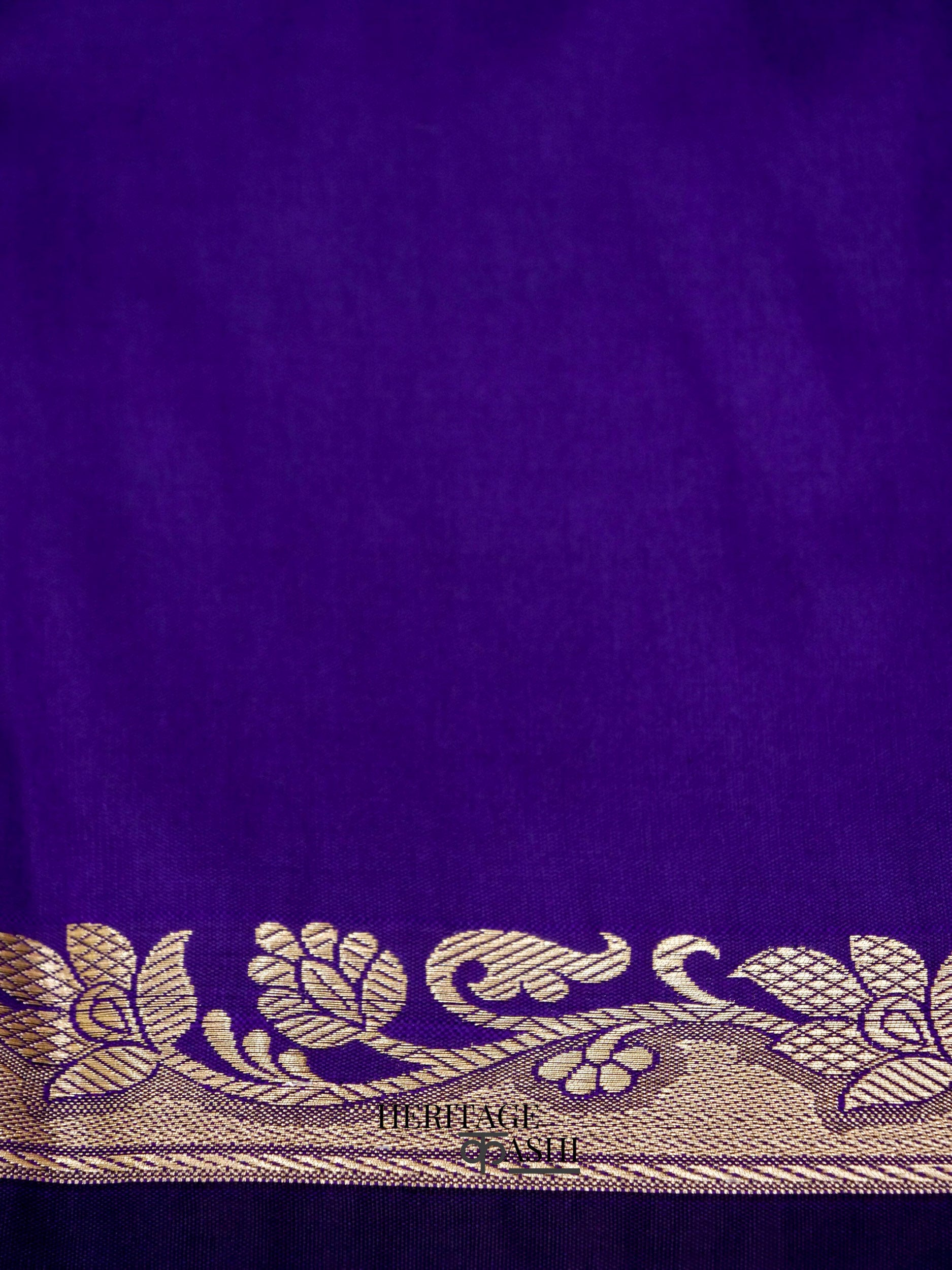 Navy Blue Banarasi Silk Plain Fancy Saree
