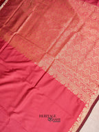 Rose Pink Banarasi Silk Plain Fancy Saree