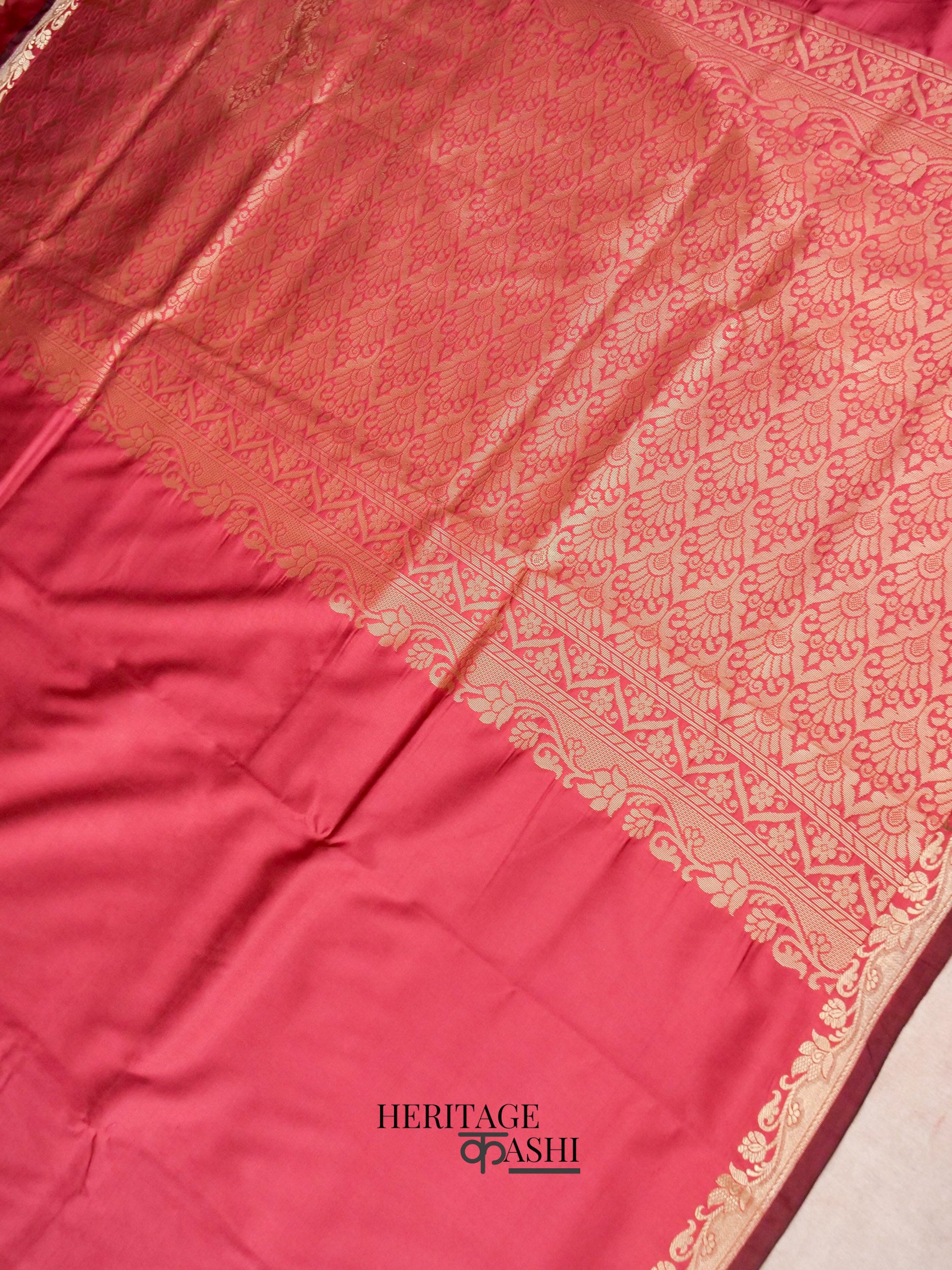 Rose Pink Banarasi Silk Plain Fancy Saree