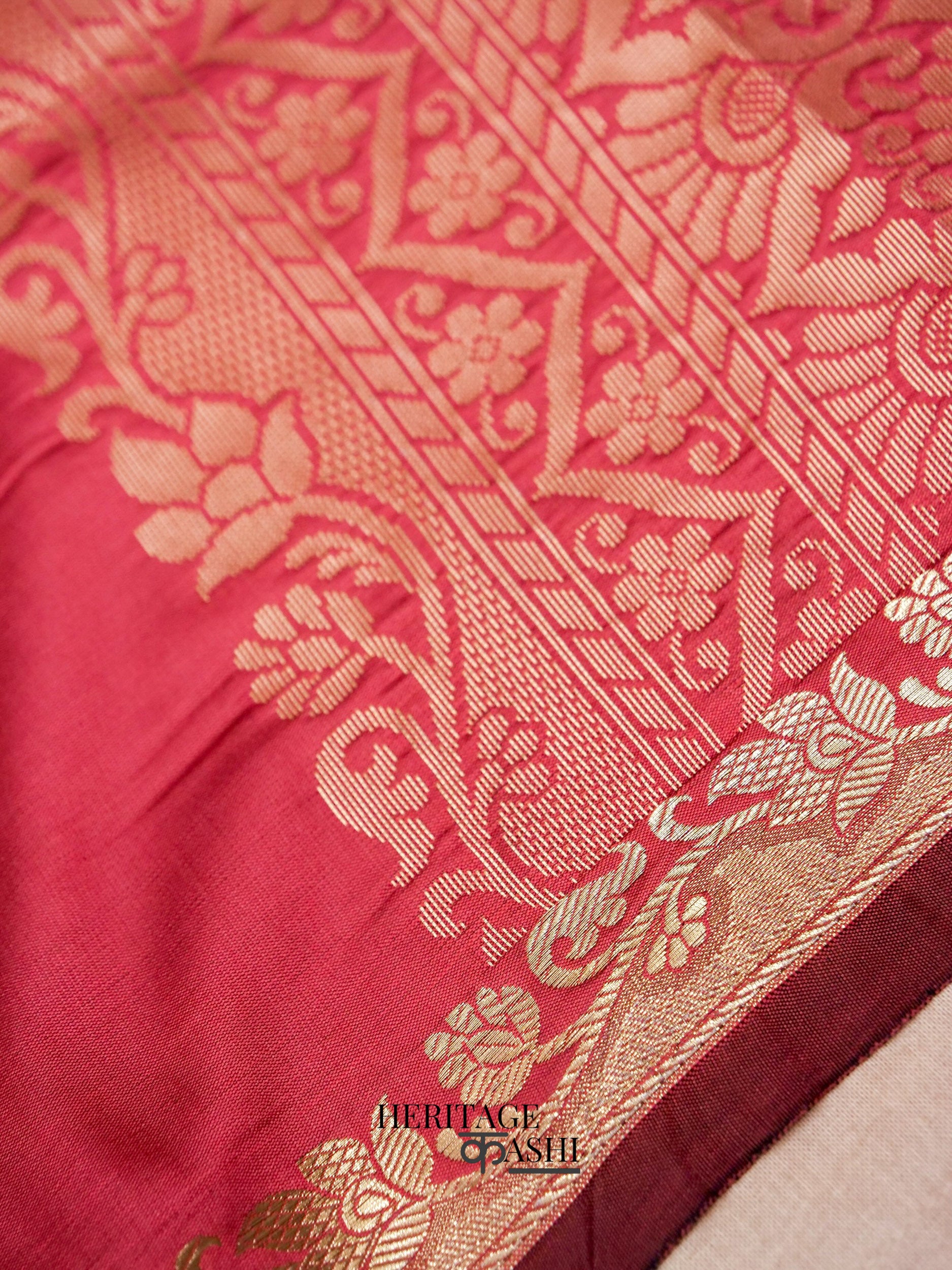 Rose Pink Banarasi Silk Plain Fancy Saree