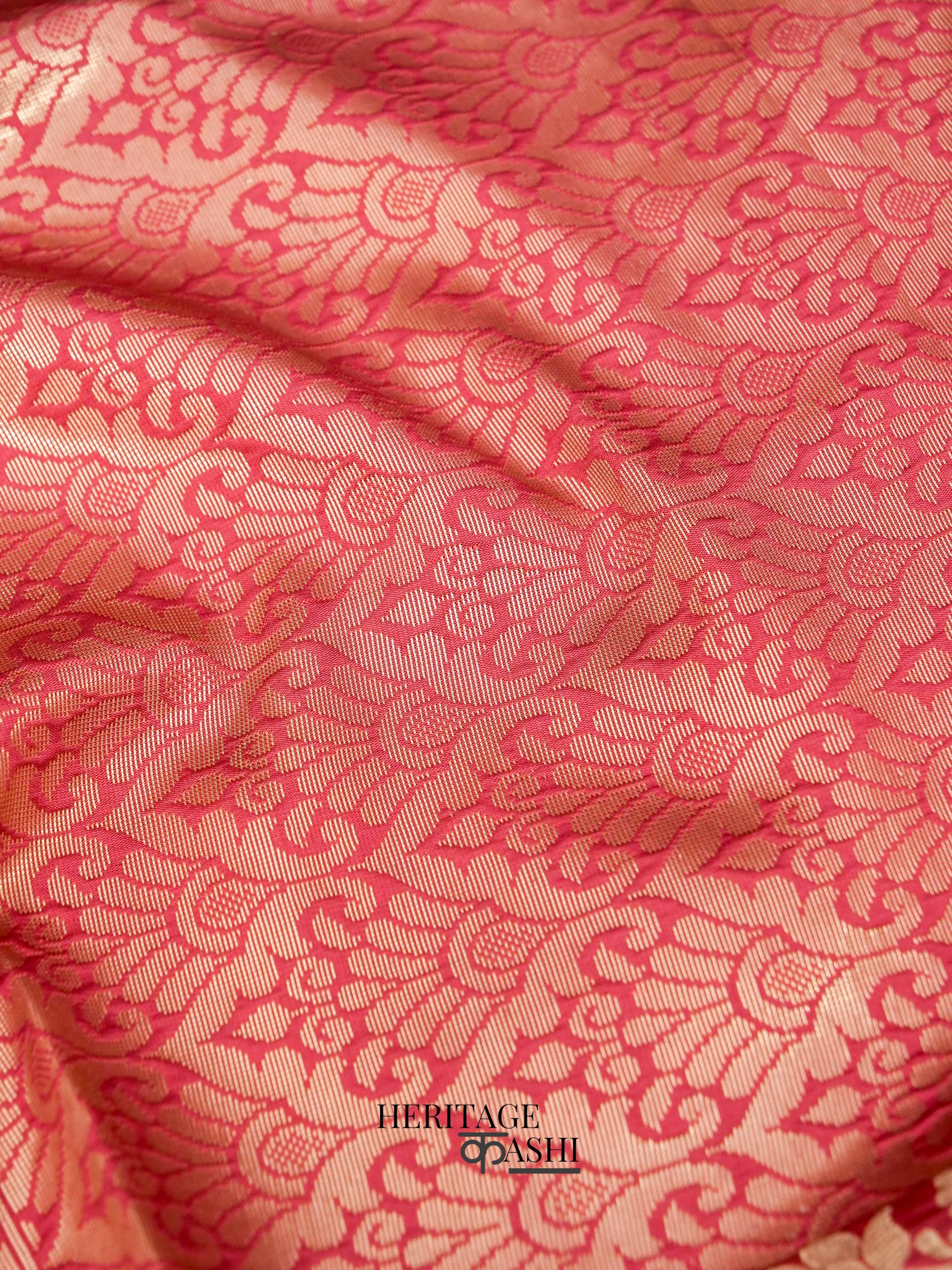 Rose Pink Banarasi Silk Plain Fancy Saree