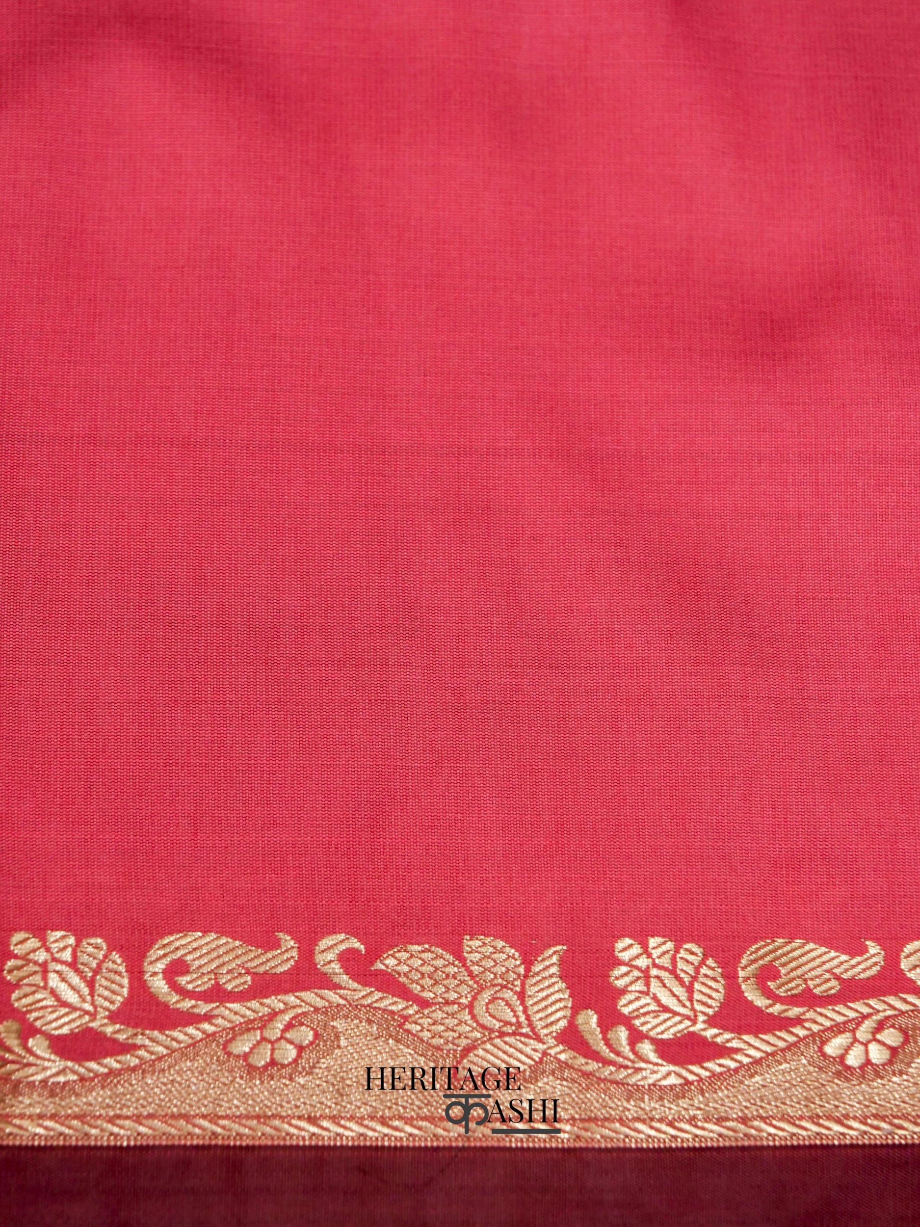Rose Pink Banarasi Silk Plain Fancy Saree
