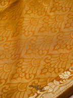 Mustard Yellow Banarasi Silk Plain Fancy Saree