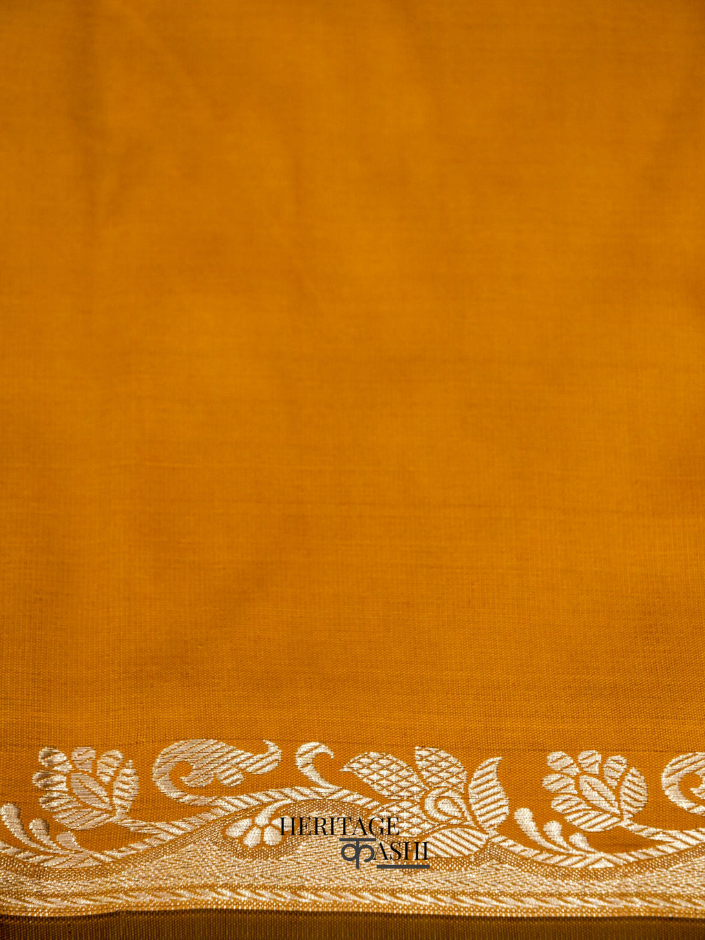 Mustard Yellow Banarasi Silk Plain Fancy Saree