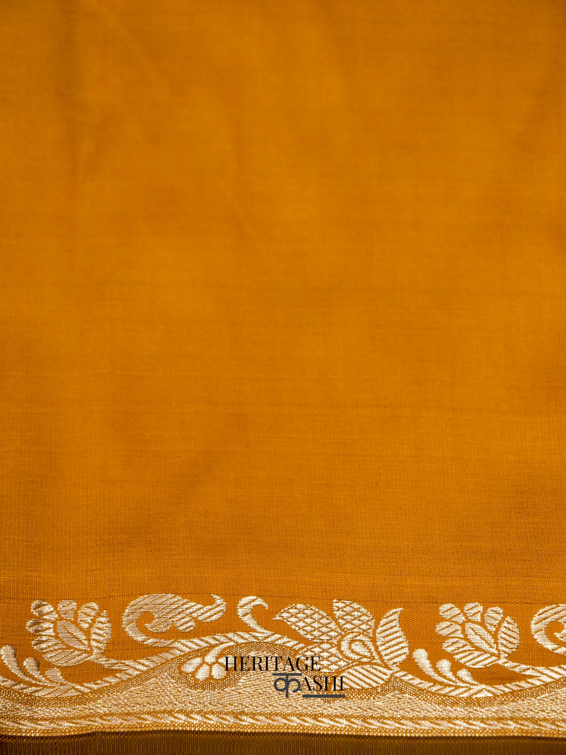 Mustard Yellow Banarasi Silk Plain Fancy Saree
