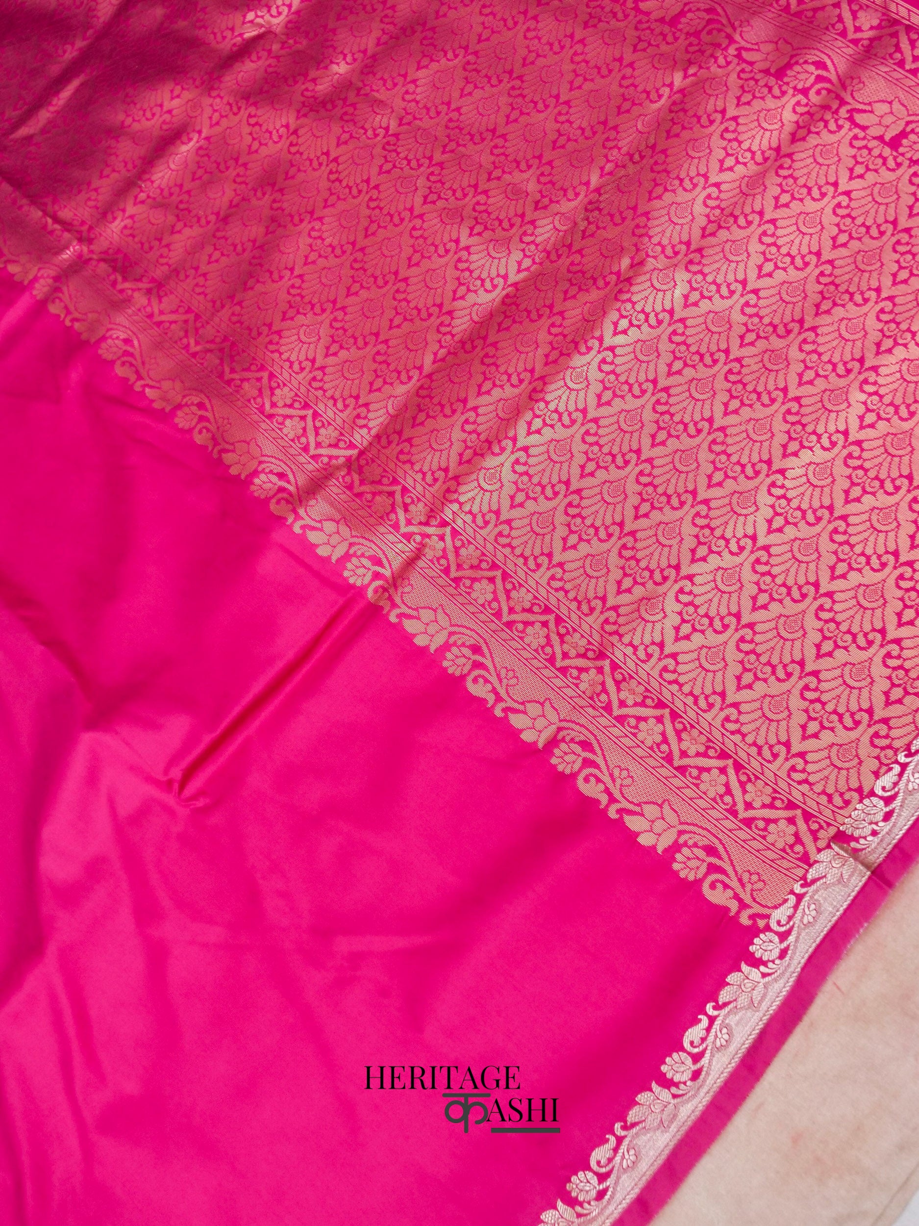Pink Banarasi Silk Plain Fancy Saree
