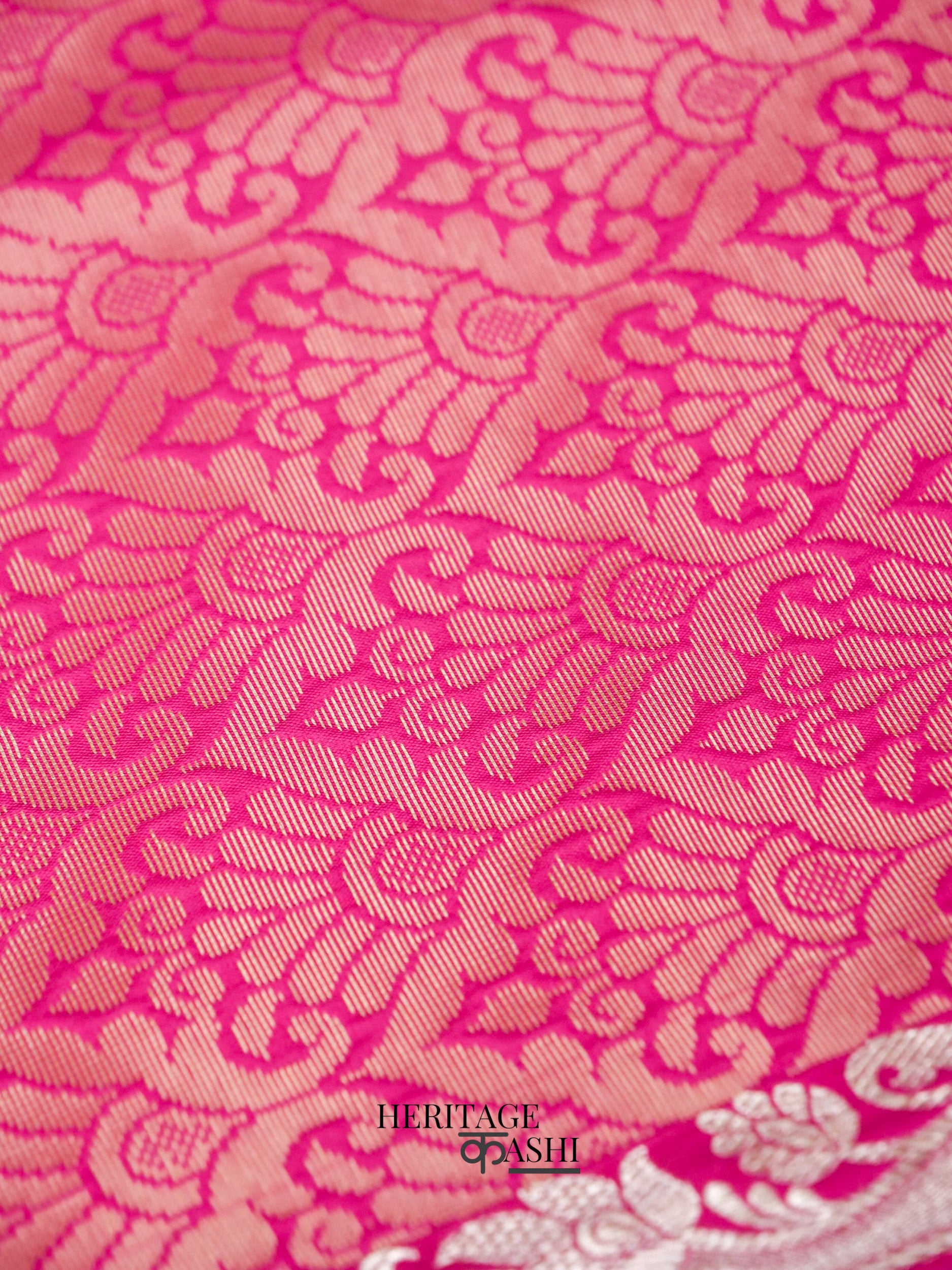 Pink Banarasi Silk Plain Fancy Saree