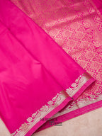 Pink Banarasi Silk Plain Fancy Saree