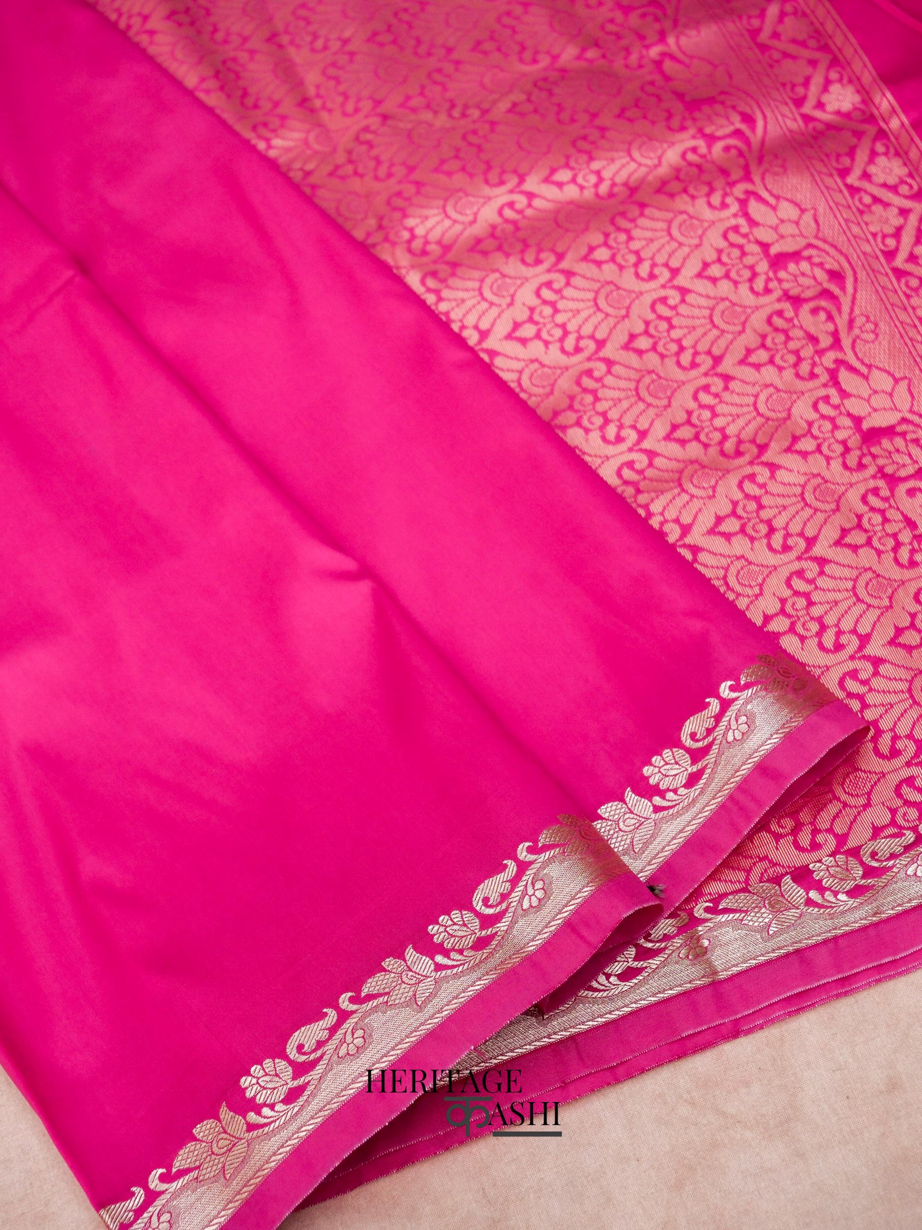 Pink Banarasi Silk Plain Fancy Saree