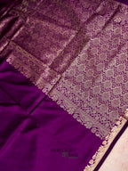 Purple Banarasi Silk Plain Fancy Saree