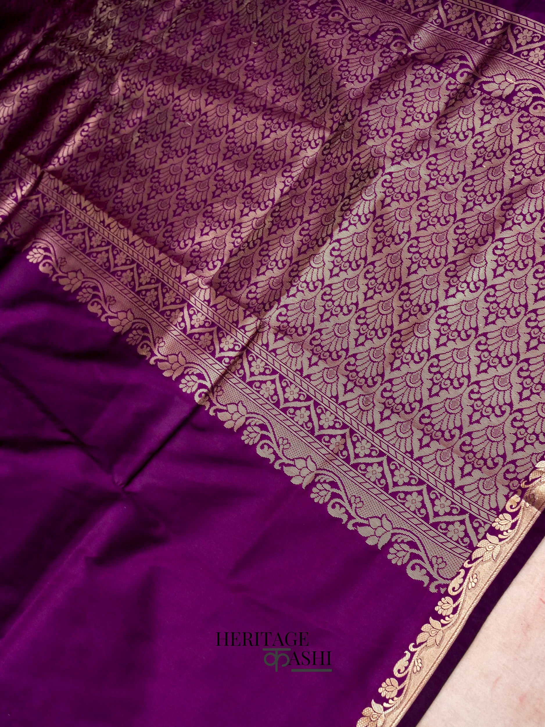 Purple Banarasi Silk Plain Fancy Saree