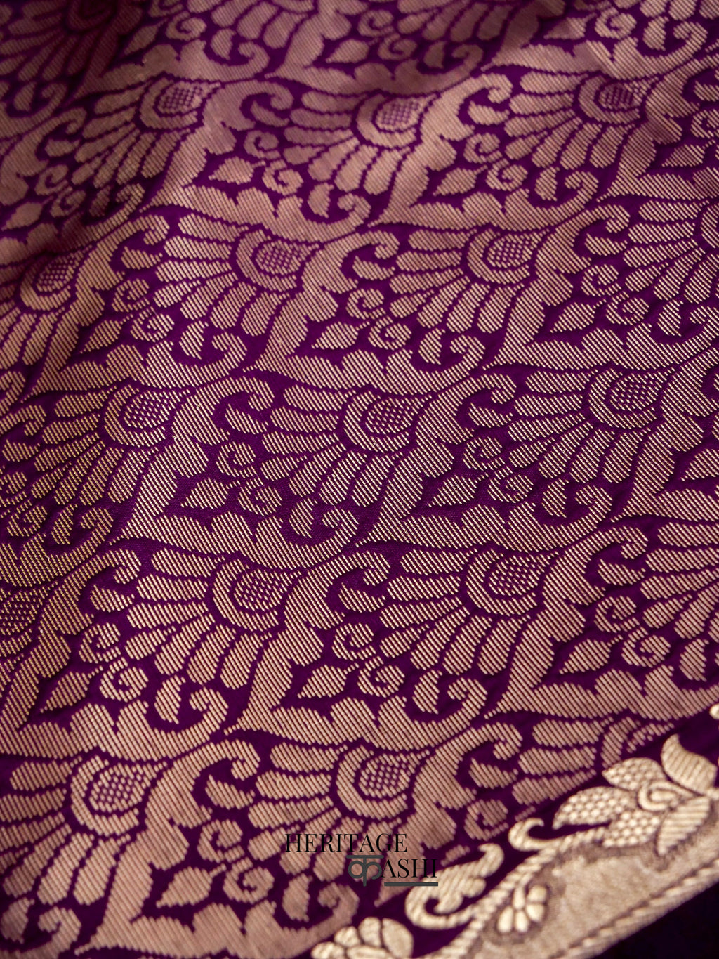 Purple Banarasi Silk Plain Fancy Saree