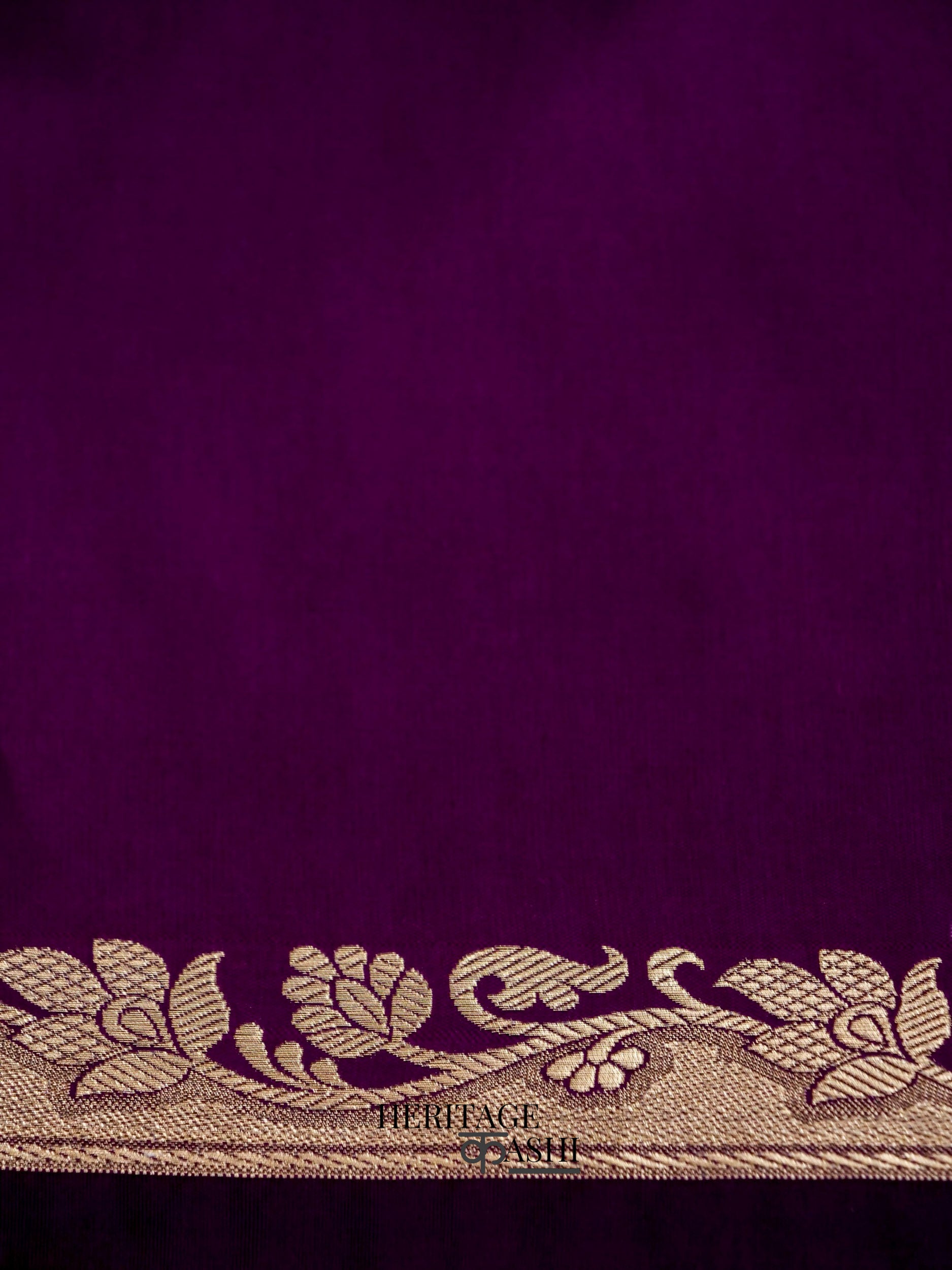 Purple Banarasi Silk Plain Fancy Saree