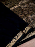 Black Banarasi Silk Plain Fancy Saree