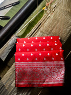 Red Mashru Silk Buti Handloom Saree