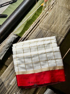 White Red Katan Silk Golden Checks Saree