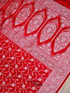 Red Mashru Silk Jaal Handloom Saree