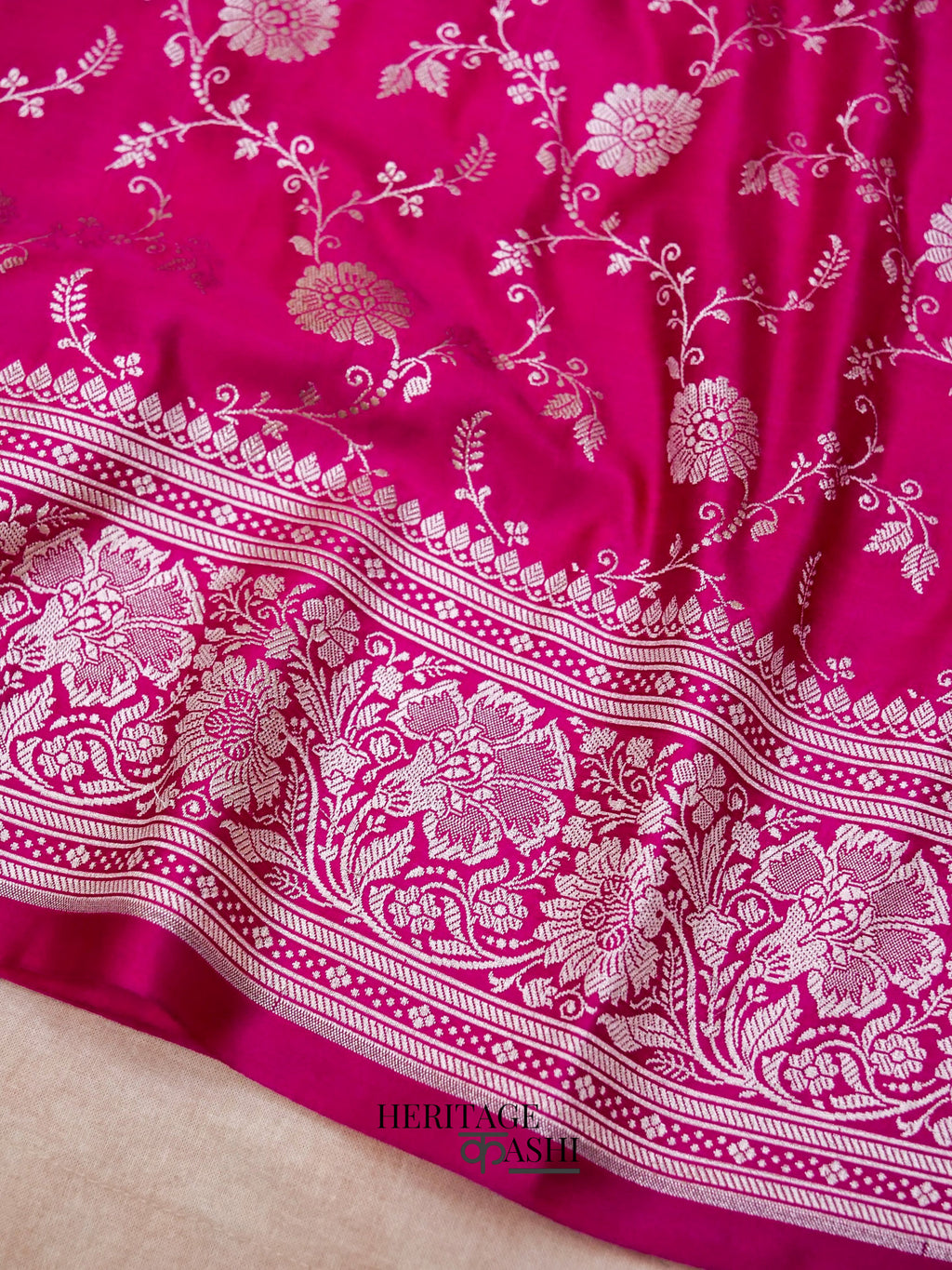 Pink Mashru Silk Jaal Handloom Saree