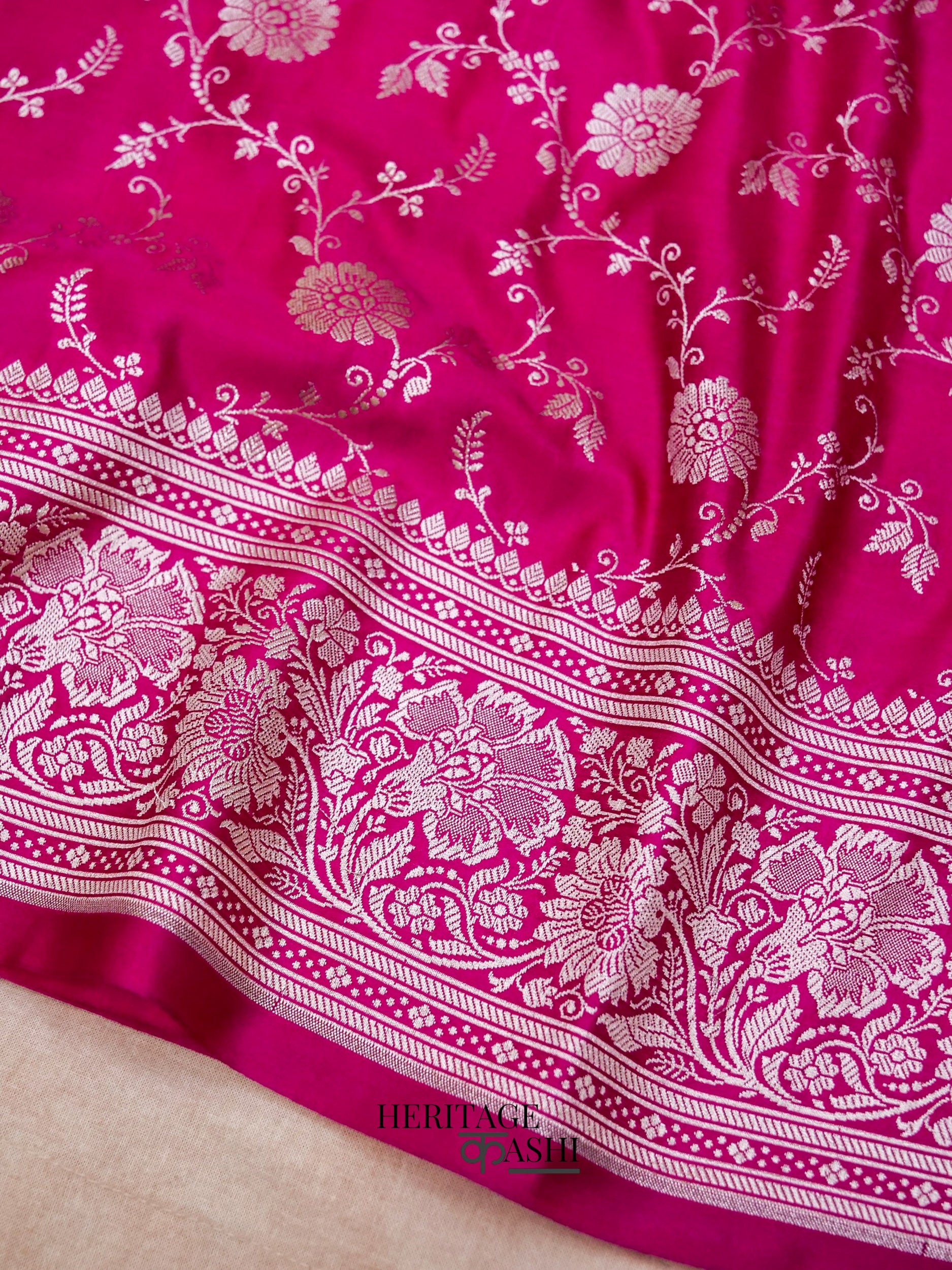 Pink Mashru Silk Jaal Handloom Saree