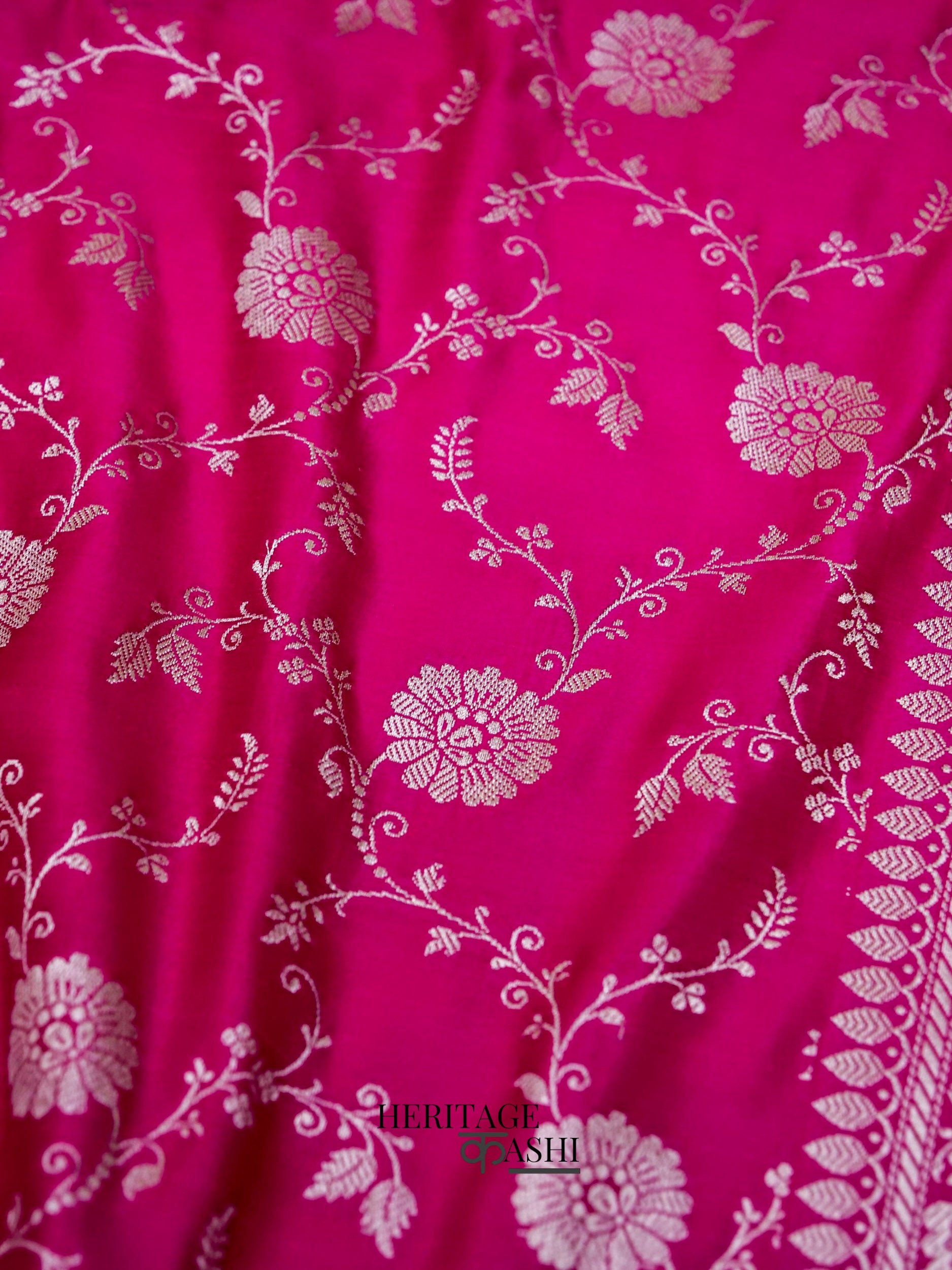 Pink Mashru Silk Jaal Handloom Saree