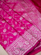 Pink Mashru Silk Jaal Handloom Saree