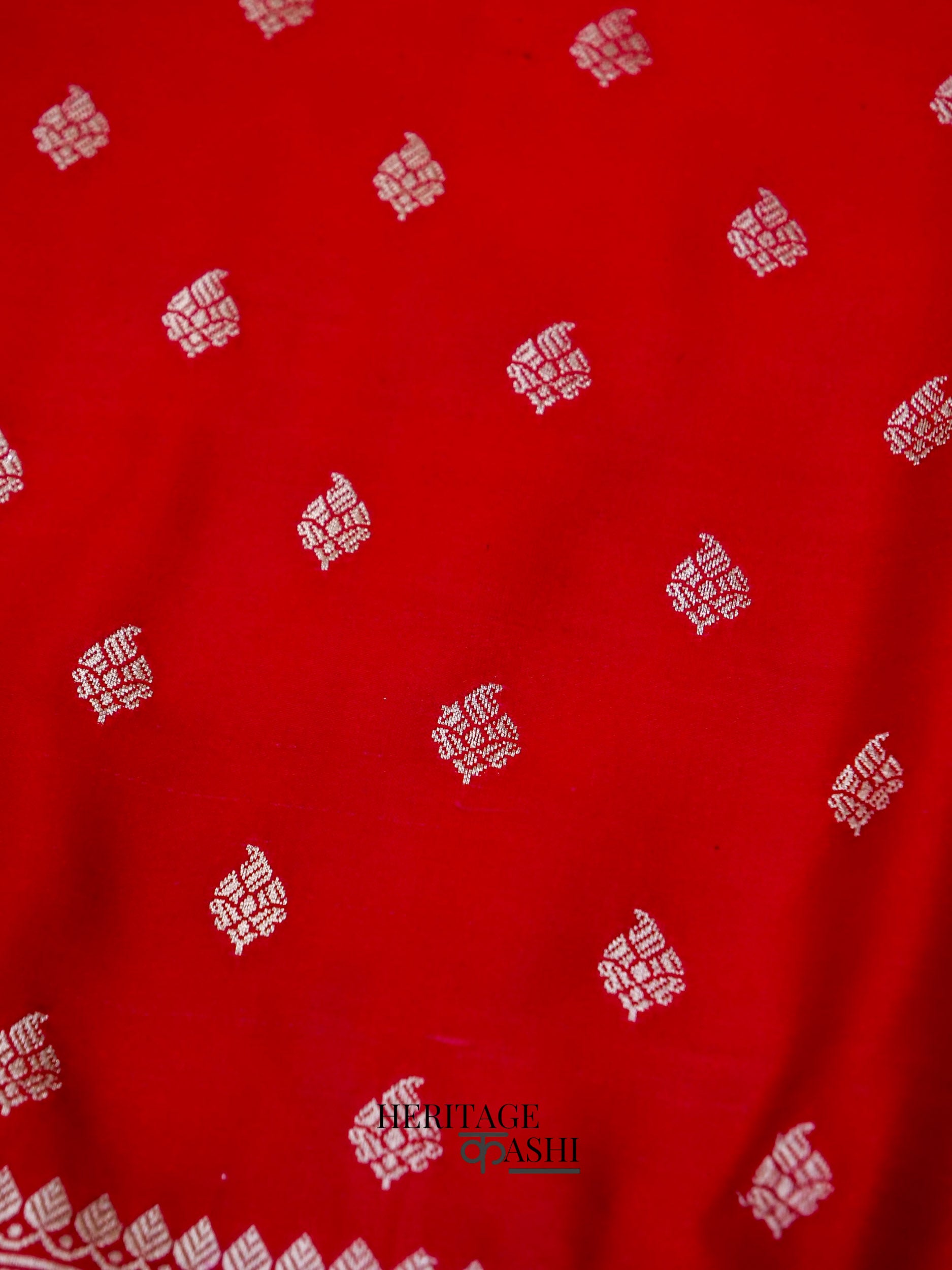 Red Mashru Silk Buti Handloom Saree