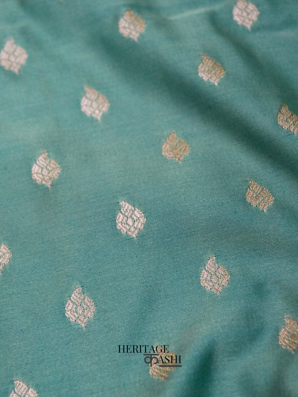 Mint Green Mashru Silk Jaal Handloom Saree