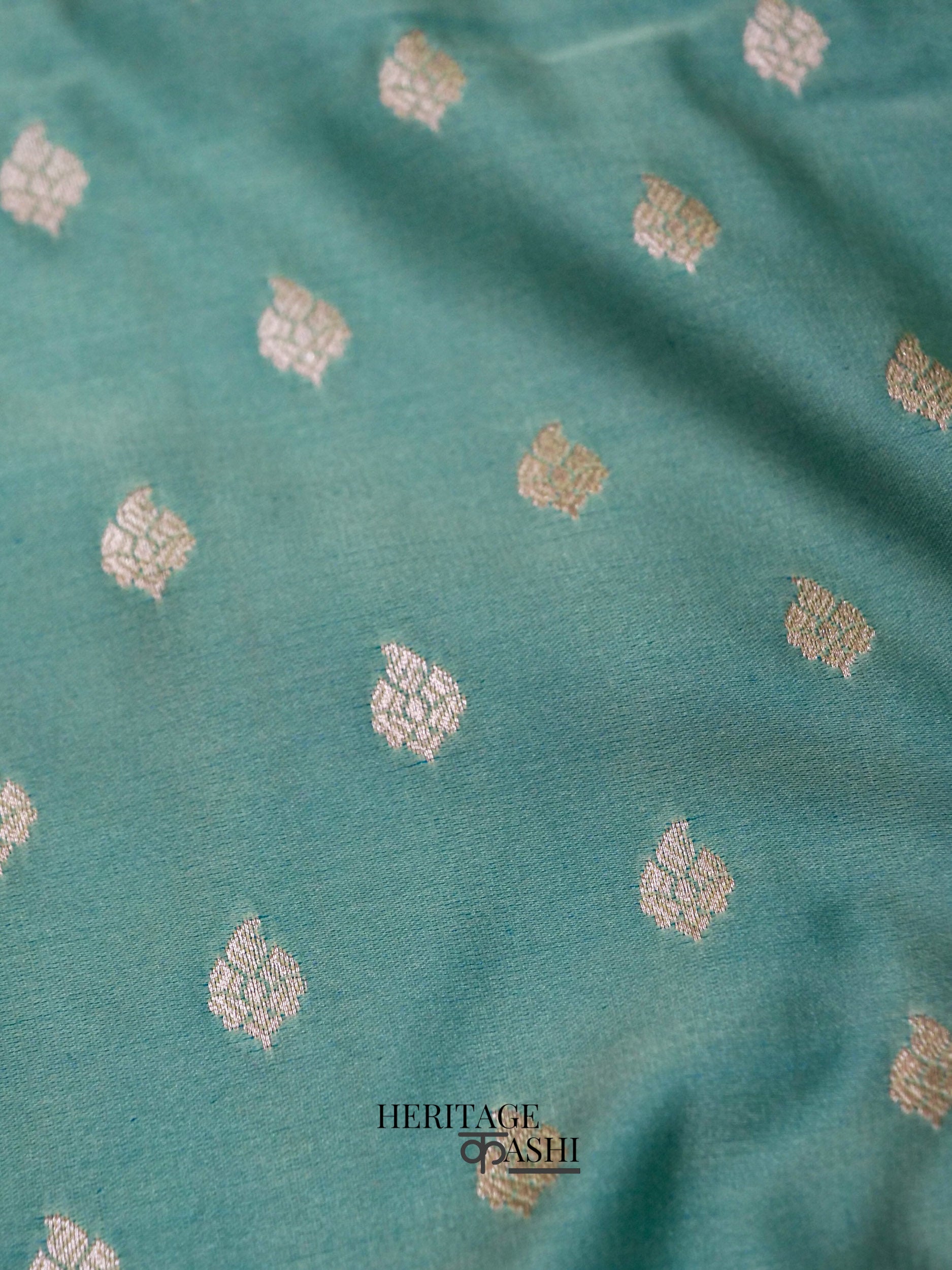 Mint Green Mashru Silk Jaal Handloom Saree