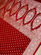 Blood Red Mashru Silk Buti Handloom Saree