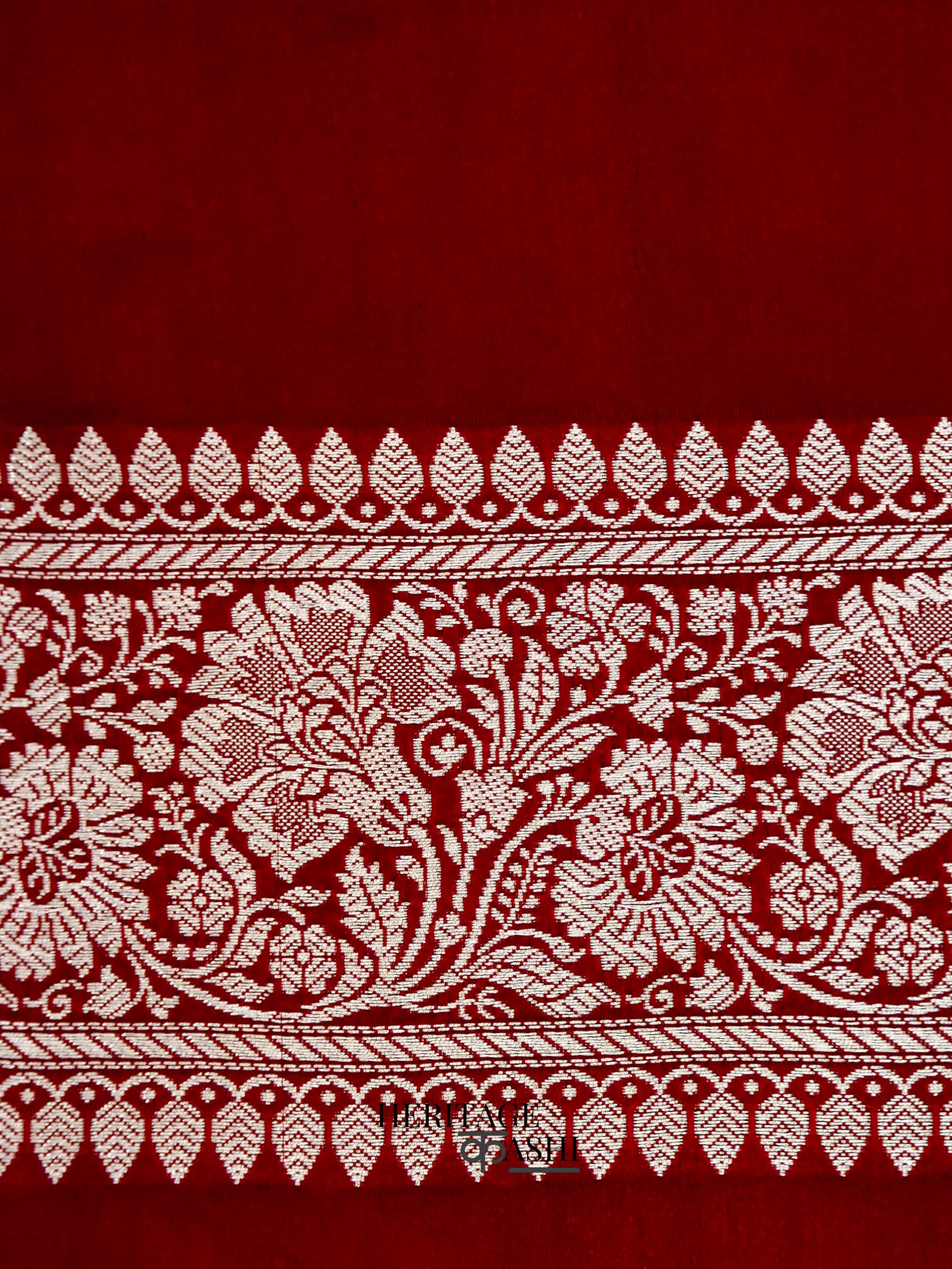 Blood Red Mashru Silk Buti Handloom Saree