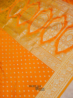 Orange Mashru Silk Buti Handloom Saree
