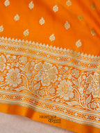 Orange Mashru Silk Buti Handloom Saree