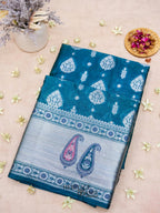 Rama Colour Warm Silk Big Silver Fancy carry Buta Saree